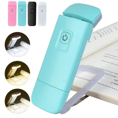 Portable USB Rechargeable Clip-On Book Light – 3 Color Modes, Adjustable Brightness, Eye-Care LED Reading Lamp