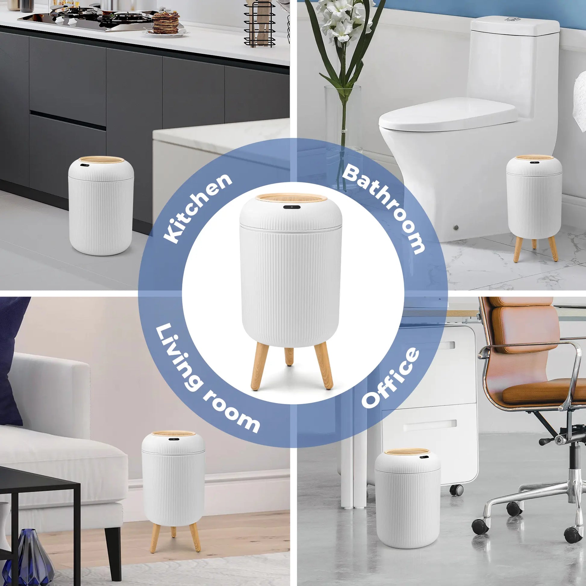 Pukomc Smart Induction Waterproof Trash Can - Multifunctional Motion Sensor Design for Bathroom, Bedroom, and Office - Nordic Style Space-Saving Household Essential
