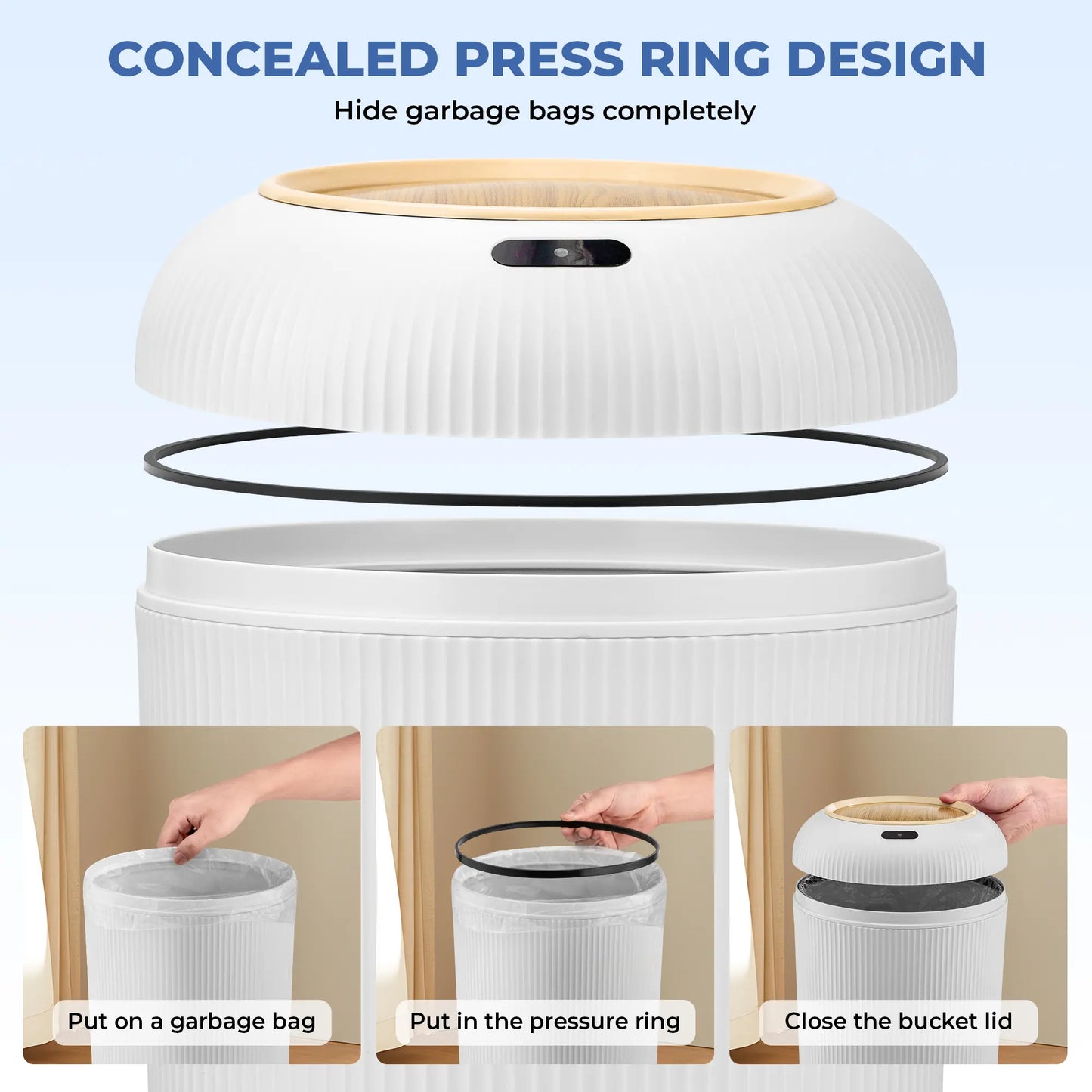 Pukomc Smart Induction Waterproof Trash Can - Multifunctional Motion Sensor Design for Bathroom, Bedroom, and Office - Nordic Style Space-Saving Household Essential