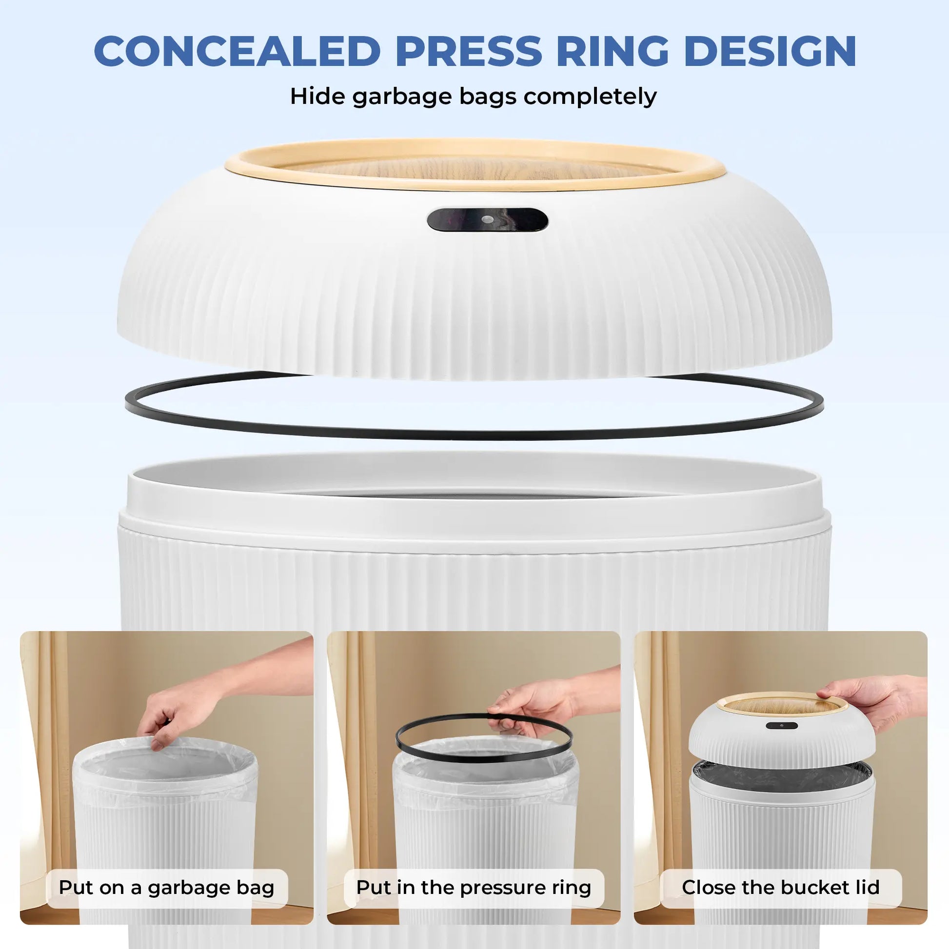 Pukomc Smart Induction Waterproof Trash Can - Multifunctional Motion Sensor Design for Bathroom, Bedroom, and Office - Nordic Style Space-Saving Household Essential