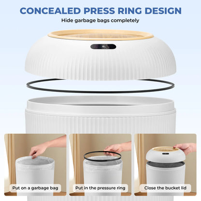 Pukomc Smart Induction Waterproof Trash Can - Multifunctional Motion Sensor Design for Bathroom, Bedroom, and Office - Nordic Style Space-Saving Household Essential