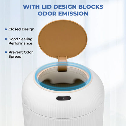 Pukomc Smart Induction Waterproof Trash Can - Multifunctional Motion Sensor Design for Bathroom, Bedroom, and Office - Nordic Style Space-Saving Household Essential